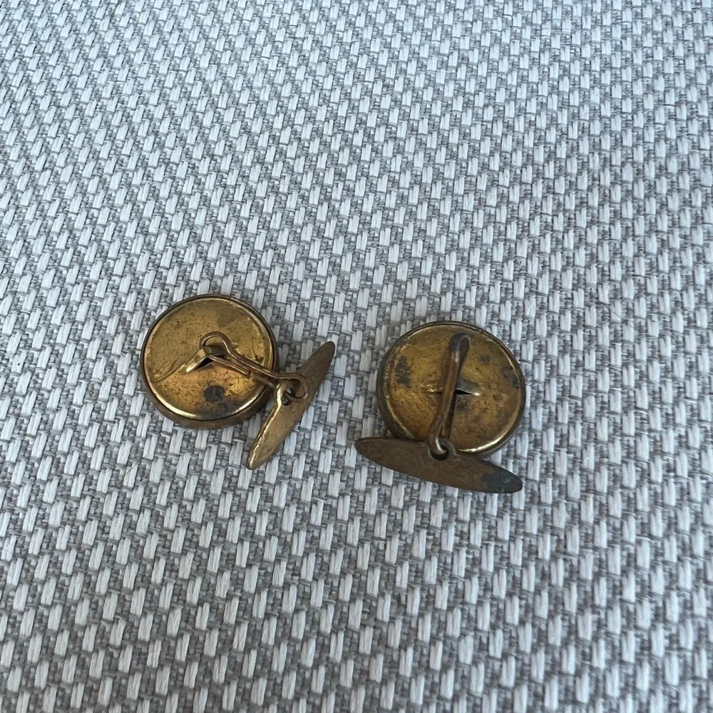 Vintage Train Motif Gold-Tone Cufflinks - Men's Accessory